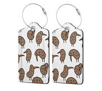 WKSGDSG 2-Pack Luggage Tags for Suitcases, Kiwi Birds Cute, Personalized Aesthetic PU Leather Baggage Tags with Privacy Protection, Luggage Identifier Travel Id Tag for Cruise Vacations, 2 PCS