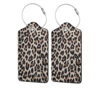 WKSGDSG 2-Pack Luggage Tags for Suitcases, Leopard Print Print, Personalized Aesthetic Pu Leather Baggage Tags with Privacy Protection, Luggage Identifier Travel Id Tag for Cruise Vacations