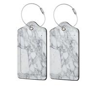 WKSGDSG 2-Pack Luggage Tags for Suitcases, Light Black Marble, Personalized Aesthetic PU Leather Baggage Tags with Privacy Protection, Luggage Identifier Travel Id Tag for Cruise Vacations, 2 PCS