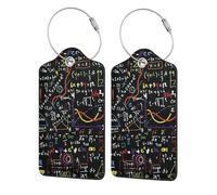 WKSGDSG 2-Pack Luggage Tags for Suitcases, Math Formula, Personalized Aesthetic Pu Leather Baggage Tags with Privacy Protection, Luggage Identifier Travel Id Tag for Cruise Vacations