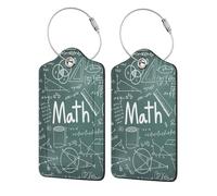 WKSGDSG 2-Pack Luggage Tags for Suitcases, Math Lesson Word, Personalized Aesthetic Pu Leather Baggage Tags with Privacy Protection, Luggage Identifier Travel Id Tag for Cruise Vacations