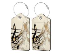 WKSGDSG 2-Pack Luggage Tags for Suitcases, Music Note, Personalized Aesthetic PU Leather Baggage Tags with Privacy Protection, Luggage Identifier Travel Id Tag for Cruise Vacations, 2 PCS