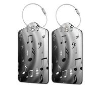 WKSGDSG 2-Pack Luggage Tags for Suitcases, Music Notes Print, Personalized Aesthetic PU Leather Baggage Tags with Privacy Protection, Luggage Identifier Travel Id Tag for Cruise Vacations, 2 PCS