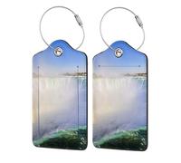 WKSGDSG 2-Pack Luggage Tags for Suitcases, Niagara Falls, Personalized Aesthetic PU Leather Baggage Tags with Privacy Protection, Luggage Identifier Travel Id Tag for Cruise Vacations, 2 PCS