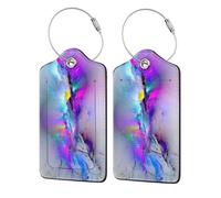 WKSGDSG 2-Pack Luggage Tags for Suitcases, Northern Lights Painting, Personalized Aesthetic PU Leather Baggage Tags with Privacy Protection, Luggage Identifier Travel Id Tag for Cruise Vacations