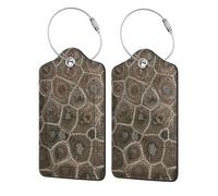 WKSGDSG 2-Pack Luggage Tags for Suitcases, Petoskey Stone, Personalized Aesthetic Pu Leather Baggage Tags with Privacy Protection, Luggage Identifier Travel Id Tag for Cruise Vacations