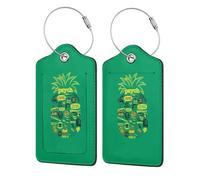 WKSGDSG 2-Pack Luggage Tags for Suitcases, Psych Pineapple Quote, Personalized Aesthetic PU Leather Baggage Tags with Privacy Protection, Luggage Identifier Travel Id Tag for Cruise Vacations, 2 PCS