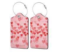 WKSGDSG 2-Pack Luggage Tags for Suitcases, Red Hearts, Personalized Aesthetic Pu Leather Baggage Tags with Privacy Protection, Luggage Identifier Travel Id Tag for Cruise Vacations