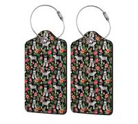 WKSGDSG 2-Pack Luggage Tags for Suitcases, Schnauzer, Personalized Aesthetic PU Leather Baggage Tags with Privacy Protection, Luggage Identifier Travel Id Tag for Cruise Vacations, 2 PCS