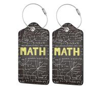 WKSGDSG 2-Pack Luggage Tags for Suitcases, School Math, Personalized Aesthetic PU Leather Baggage Tags with Privacy Protection, Luggage Identifier Travel Id Tag for Cruise Vacations, 2 PCS