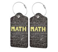 WKSGDSG 2-Pack Luggage Tags for Suitcases, School Math, Personalized Aesthetic Pu Leather Baggage Tags with Privacy Protection, Luggage Identifier Travel Id Tag for Cruise Vacations