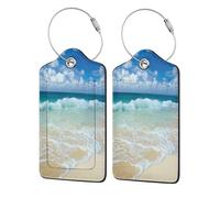 WKSGDSG 2-Pack Luggage Tags for Suitcases, Serene Coastal, Personalized Aesthetic PU Leather Baggage Tags with Privacy Protection, Luggage Identifier Travel Id Tag for Cruise Vacations, 2 PCS