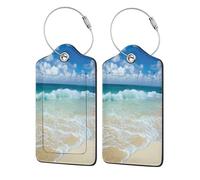 WKSGDSG 2-Pack Luggage Tags for Suitcases, Serene Coastal, Personalized Aesthetic Pu Leather Baggage Tags with Privacy Protection, Luggage Identifier Travel Id Tag for Cruise Vacations