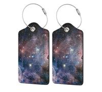 WKSGDSG 2-Pack Luggage Tags for Suitcases, Universe Galaxy, Personalized Aesthetic PU Leather Baggage Tags with Privacy Protection, Luggage Identifier Travel Id Tag for Cruise Vacations, 2 PCS