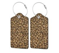 WKSGDSG 2-Pack Luggage Tags for Suitcases, Wild Leopard Animal, Personalized Aesthetic Pu Leather Baggage Tags with Privacy Protection, Luggage Identifier Travel Id Tag for Cruise Vacations