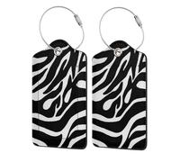 WKSGDSG 2-Pack Luggage Tags for Suitcases, Zebra Print, Personalized Aesthetic PU Leather Baggage Tags with Privacy Protection, Luggage Identifier Travel Id Tag for Cruise Vacations, 2 PCS