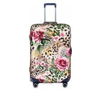 WKSGDSG Animal Tiger Leopard Print Rose Flower Luggage Cover Protective Washable Suitcase Cover Elastic Anti-Scratch Travel Suitcase Covers for Wheeled Suitcase Fits 29 to 32 Inch Luggage