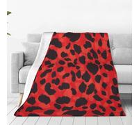 WKSGDSG Anti-Pilling Flannel Blanket for Bed, Couch & Camping, Red Leopard Pattern Throw Blanket twin size, Thick Plush Fleece Throw Blanket for Adults, Warm Flannel Bed Blanket for Winter, 60x50 Inch