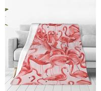 WKSGDSG Anti-Pilling Flannel Blanket for Bed Sofa Camping, Flamingo king size blanket 80x60 Inch, Plush Warm Reversible throw blankets for women, Thick Fuzzy Cozy bed Blankets for Adults, Gift