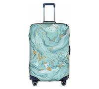 WKSGDSG Azurite Teal Foil Gold Marble Luggage Cover Protective Washable Suitcase Cover Elastic Anti-Scratch Travel Suitcase Covers for Wheeled Suitcase Fits 29 to 32 Inch Luggage