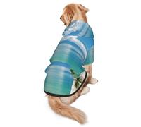 WKSGDSG Cozy Hoodie For Medium Large Dogs, Beach And Palm Tree, Cold Weather Warm Dog Sweatshirt With Hood & Pocket, Soft Fabric Pullover Winter Clothes For Pets, Adjustable Dog Hoodie For Daily Walk