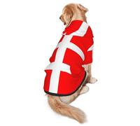 WKSGDSG Cozy Hoodie For Medium Large Dogs, Denmark Danish Flag, Cold Weather Warm Dog Sweatshirt With Hood & Pocket, Soft Fabric Pullover Winter Clothes For Pets, Adjustable Dog Hoodie For Daily Walk