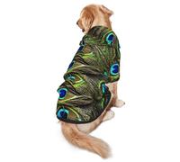 WKSGDSG Cozy Hoodie For Medium Large Dogs, Fresh Peacock, Cold Weather Warm Dog Sweatshirt With Hood & Pocket, Soft Fabric Pullover Winter Clothes For Pets, Adjustable Dog Hoodie For Daily Walk
