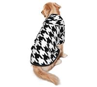WKSGDSG Cozy Hoodie For Medium Large Dogs, Houndstooth Black, Cold Weather Warm Dog Sweatshirt With Hood & Pocket, Soft Fabric Pullover Winter Clothes For Pets, Adjustable Dog Hoodie For Daily Walk