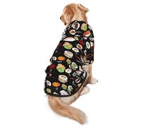 WKSGDSG Cozy Hoodie For Medium Large Dogs, Japanese Sushi Black, Cold Weather Warm Dog Sweatshirt With Hood & Pocket, Soft Fabric Pullover Winter Clothes For Pets, Adjustable Dog Hoodie For Daily Walk