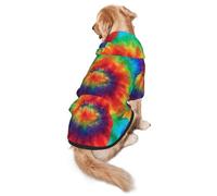 WKSGDSG Cozy Hoodie For Medium Large Dogs, Tie Dye Rainbow, Cold Weather Warm Dog Sweatshirt With Hood & Pocket, Soft Fabric Pullover Winter Clothes For Pets, Adjustable Dog Hoodie For Daily Walk