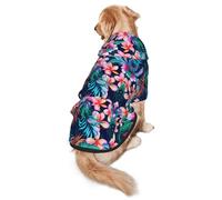 WKSGDSG Cozy Hoodie For Medium Large Dogs, Tropical Flowers, Cold Weather Warm Dog Sweatshirt With Hood & Pocket, Soft Fabric Pullover Winter Clothes For Pets, Adjustable Dog Hoodie For Daily Walk