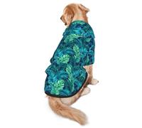 WKSGDSG Cozy Hoodie For Medium Large Dogs, Tropical Palm Leaves, Cold Weather Warm Dog Sweatshirt With Hood & Pocket, Soft Fabric Pullover Winter Clothes For Pets, Adjustable Dog Hoodie For Daily Walk