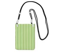 WKSGDSG Crossbody Phone Pouch For Women Men, Classic Green Striped Wallet Bag, Small Crossbody Bag For Travel Essentials Commute, Waterproof Rfid Blocking Card Holder Purse, Adjustable Black Strap