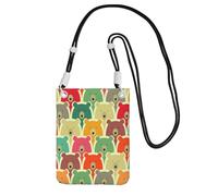 WKSGDSG Crossbody Phone Pouch For Women Men, Colorful Bears Wallet Bag, Small Crossbody Bag For Travel Essentials Commute, Waterproof Rfid Blocking Card Holder Purse, Adjustable Black Strap