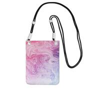 WKSGDSG Crossbody Phone Pouch For Women Men, Colorful Marble Pastel Blue Purple Wallet Bag, Small Crossbody Bag For Travel Commute, Waterproof Rfid Blocking Card Holder Purse, Adjustable Black Strap