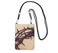 WKSGDSG Crossbody Phone Pouch For Women Men, Crown Of Thorns Wallet Bag, Small Crossbody Bag For Travel Essentials Commute, Waterproof Rfid Blocking Card Holder Purse, Adjustable Black Strap