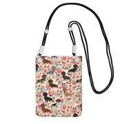 WKSGDSG Crossbody Phone Pouch For Women Men, Dog Flower Wallet Bag, Small Crossbody Bag For Travel Essentials Commute, Waterproof Rfid Blocking Card Holder Purse, Adjustable Black Strap