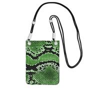 WKSGDSG Crossbody Phone Pouch For Women Men, Green Snakeskin Wallet Bag, Small Crossbody Bag For Travel Essentials Commute, Waterproof Rfid Blocking Card Holder Purse, Adjustable Black Strap