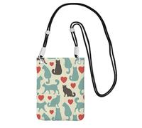 WKSGDSG Crossbody Phone Pouch For Women Men, Happy Walking Kitty Wallet Bag, Small Crossbody Bag For Travel Essentials Commute, Waterproof Rfid Blocking Card Holder Purse, Adjustable Black Strap