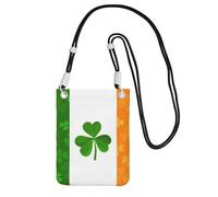 WKSGDSG Crossbody Phone Pouch For Women Men, Irish Flag Wallet Bag, Small Crossbody Bag For Travel Essentials Commute, Waterproof Rfid Blocking Card Holder Purse, Adjustable Black Strap