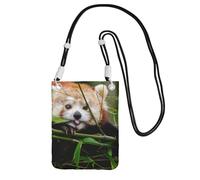 WKSGDSG Crossbody Phone Pouch For Women Men, Little Red Panda Wallet Bag, Small Crossbody Bag For Travel Essentials Commute, Waterproof Rfid Blocking Card Holder Purse, Adjustable Black Strap
