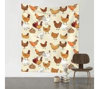 WKSGDSG Decoration Wall Tapestry 152x130 Cm, Large Wall Hanging Art For Bedroom Decor, Dorm Room Aesthetic Tapestry, Chicken, Lightweight Indoor Tapestries For Living Room, Beach, Gift