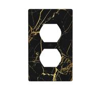WKSGDSG Decorative Duplex Outlet Wall Plate, Black Gold Marble, 1 Gang Duplex Light Switch Cover Plate, Double Outlet Wall Plate, Heat-Resistant Double Toggle Switch Cover for Bathroom Bedroom Decor