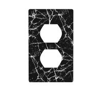 WKSGDSG Decorative Duplex Outlet Wall Plate, Black Marble, 1 Gang Duplex Light Switch Cover Plate, Double Outlet Wall Plate, Heat-Resistant Double Toggle Switch Cover for Bathroom Bedroom Decor