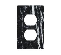 WKSGDSG Decorative Duplex Outlet Wall Plate, Black White Marble, 1 Gang Duplex Light Switch Cover Plate, Double Outlet Wall Plate, Heat-Resistant Double Toggle Switch Cover for Bathroom Bedroom Decor