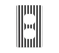 WKSGDSG Decorative Duplex Outlet Wall Plate, Black White Stripe, 1 Gang Duplex Light Switch Cover Plate, Double Outlet Wall Plate, Heat-Resistant Double Toggle Switch Cover for Bathroom Bedroom Decor