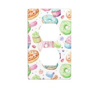 WKSGDSG Decorative Duplex Outlet Wall Plate, Cupcakes Donuts, 1 Gang Duplex Light Switch Cover Plate, Double Outlet Wall Plate, Heat-Resistant Double Toggle Switch Cover for Bathroom Bedroom Decor