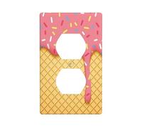 WKSGDSG Decorative Duplex Outlet Wall Plate, Ice Cream Pattern, 1 Gang Duplex Light Switch Cover Plate, Double Outlet Wall Plate, Heat-Resistant Double Toggle Switch Cover for Bathroom Bedroom Decor