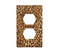 WKSGDSG Decorative Duplex Outlet Wall Plate, Leopard Print, 1 Gang Duplex Light Switch Cover Plate, Double Outlet Wall Plate, Heat-Resistant Double Toggle Switch Cover for Bathroom Bedroom Decor