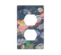 WKSGDSG Decorative Duplex Outlet Wall Plate, Planet, 1 Gang Duplex Light Switch Cover Plate, Double Outlet Wall Plate, Heat-Resistant Double Toggle Switch Cover for Bathroom Bedroom Decor